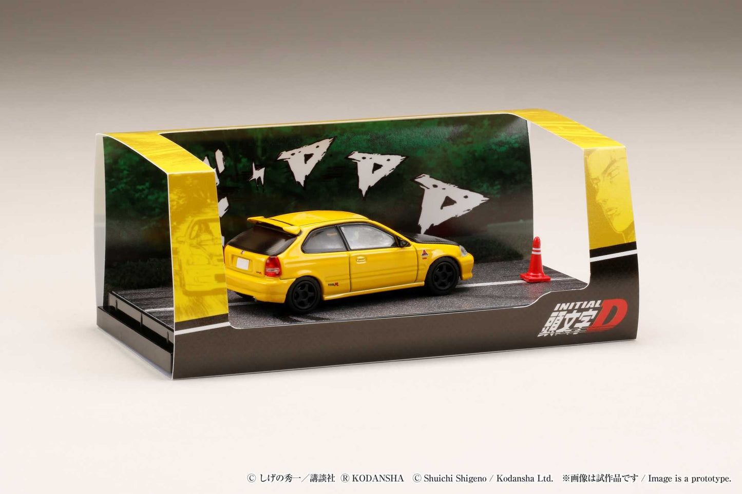Hobby Japan 1/64 Honda CIVIC (EK9) Todo-Juku / Tomoyuki Tachi (INITIAL D: Diorama Set with Driver Figure)