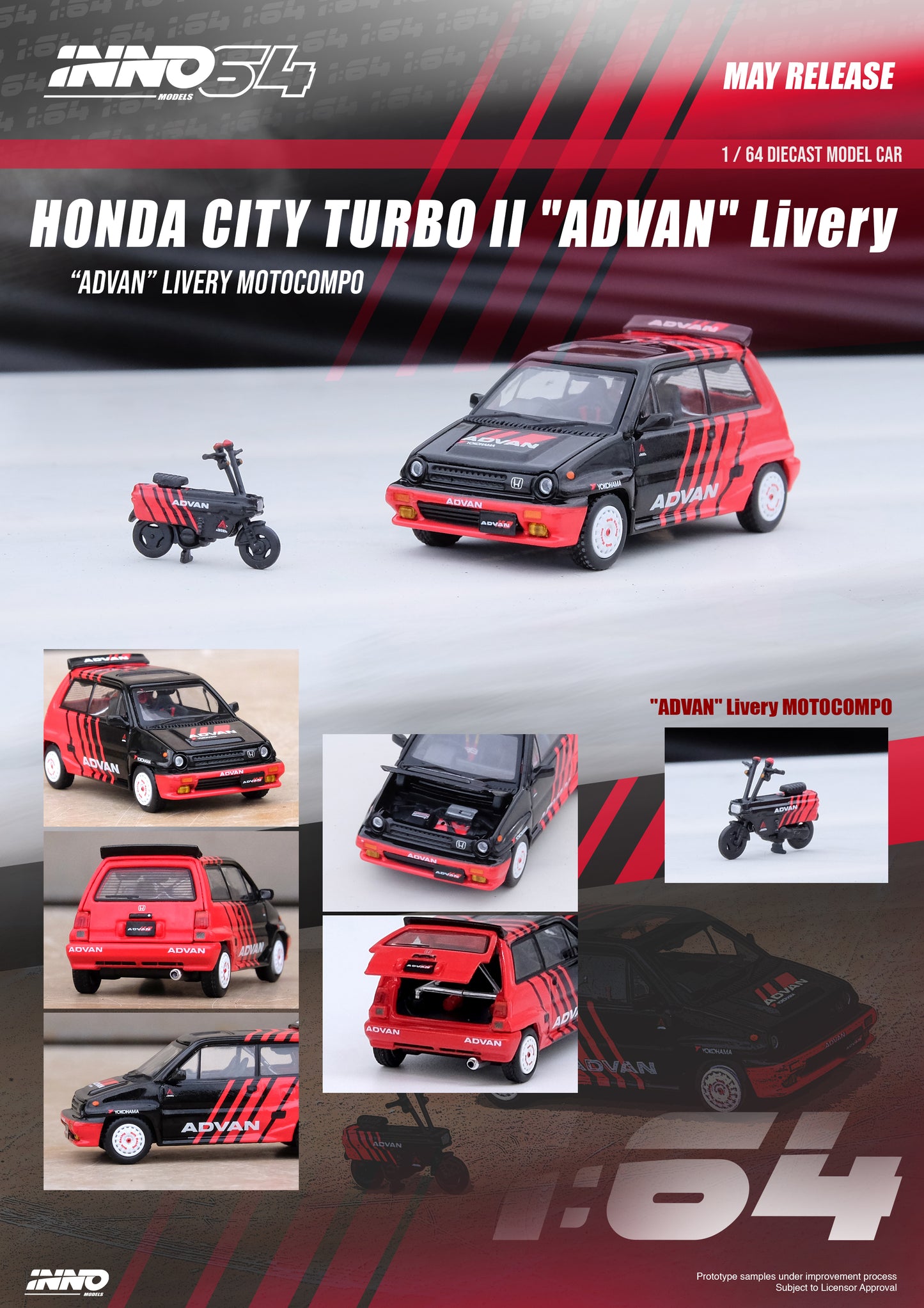 Inno64 1/64 HONDA CITY TURBO II "ADVAN" Livery With "ADVAN" Livery MOTOCOMPO