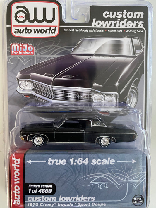 Auto World 1:64 Mijo Exclusive Custom Lowriders  1970 Chevy Impala C. Black Limited Edition 4,800 Pcs