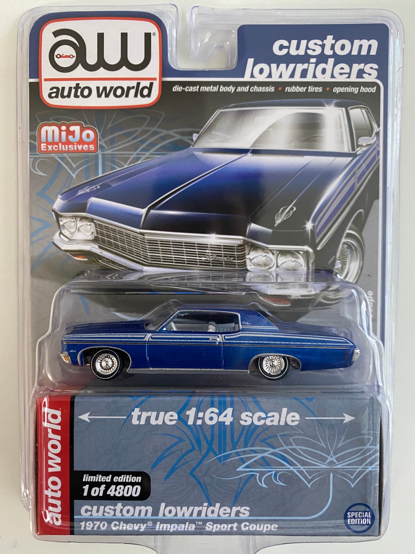 Auto World 1:64 Mijo Exclusive Custom Lowriders 1970 Chevy Impala C. Blue Limited Edition 4,800 Pcs