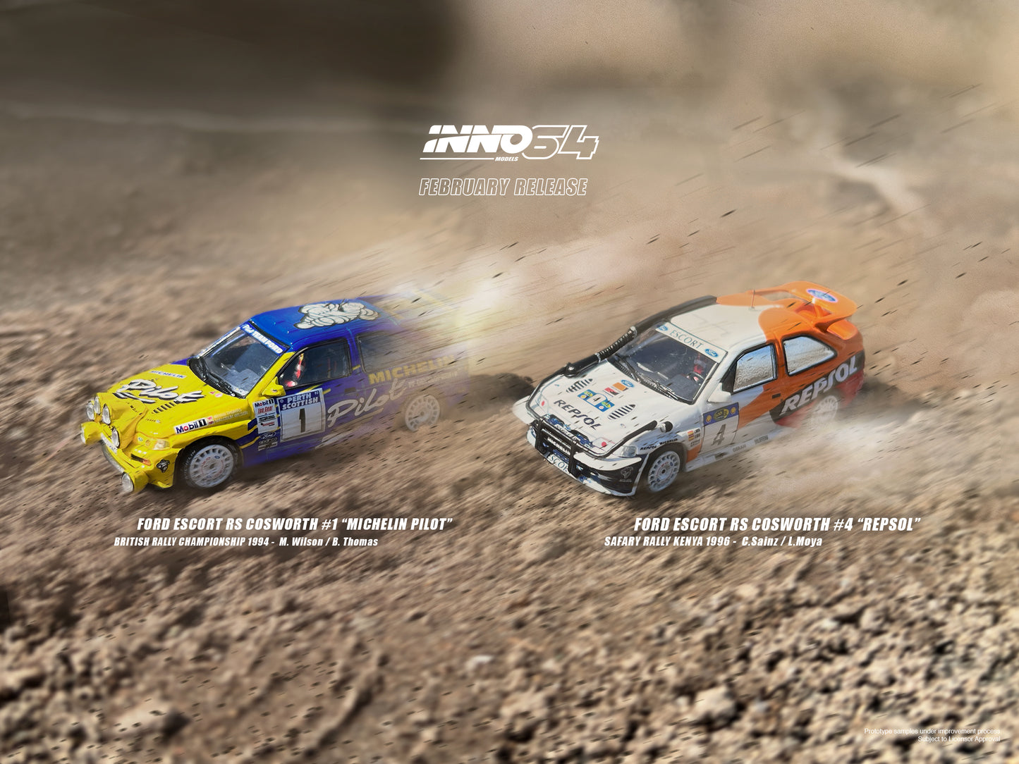 Inno64 1/64 FORD ESCORT RS COSWORTH #4 "REPSOL" SAFARI RALLY KENYA 1996 C. Sainz / L. Moya