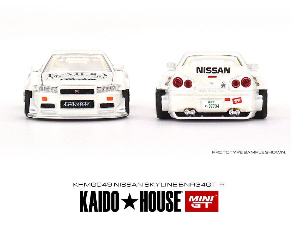 Kaido★House x Mini GT 1:64 Nissan Skyline GT-R (R34) Kaido Works V2 (White) Limited Edition