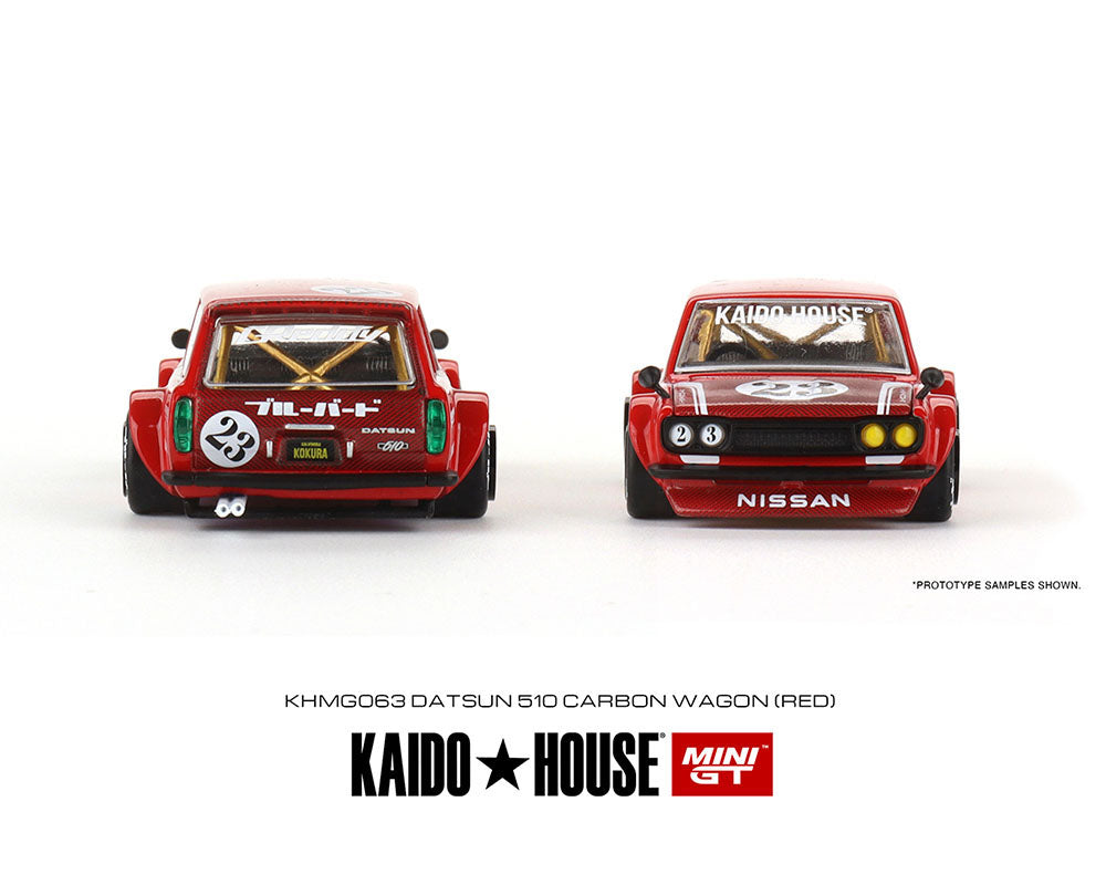 Mini GT 1/64 KAIDO★HOUSE Datsun 510 Wagon CARBON FIBER V2 – Red – Limited Edition