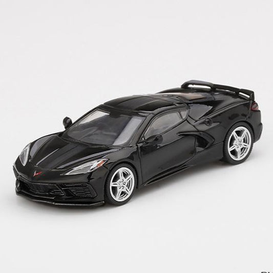 MINI GT 1/64 Chevrolet Corvette Stingray 2020 Black w/ Midnight Gray Stripe ***in clamshell blisters***