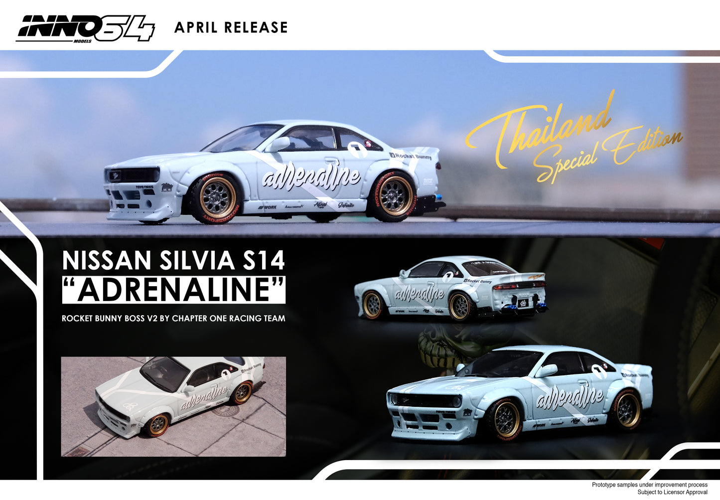 Inno64 1/64 NISSAN SILVIA S14 "ADRENALINE" Rocket Bunny Boss by Chapter One Thailand Special Edition