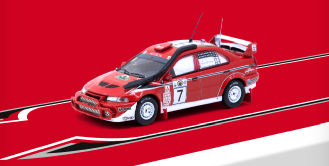 Tarmac Works 1/64 Mitsubishi Lancer Evolution 6.5
Safari Rally 2001 Winner
Tommi Mäkinen / Risto Mannisenmäki