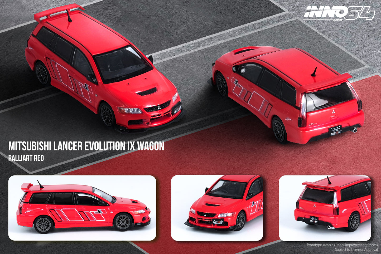 Inno64 1:64 MITSUBISHI LANCER EVOLUTION IX WAGON 2005 RALLIART Red