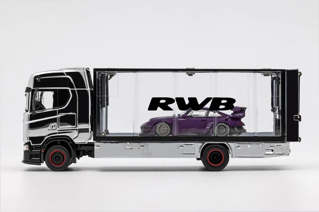 GCD 1/64 S730 Enclosed Double Deck Gull Wing Tow Truck - Chrome