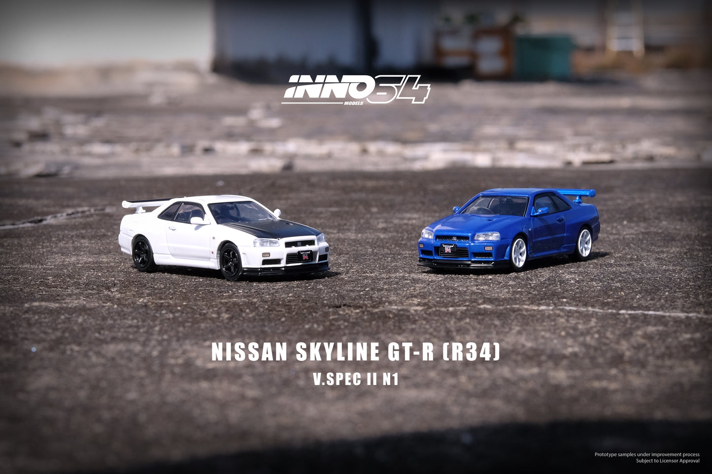 Inno64 1/64 NISSAN SKYLINE GT-R (R34) V-Spec II N1 White with carbon hood