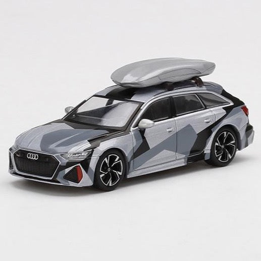 Mini GT 1:64 China Exclusive Audi RS 6 Avant Silver Digital Camouflage w/ Roof Box  (box packaging)
