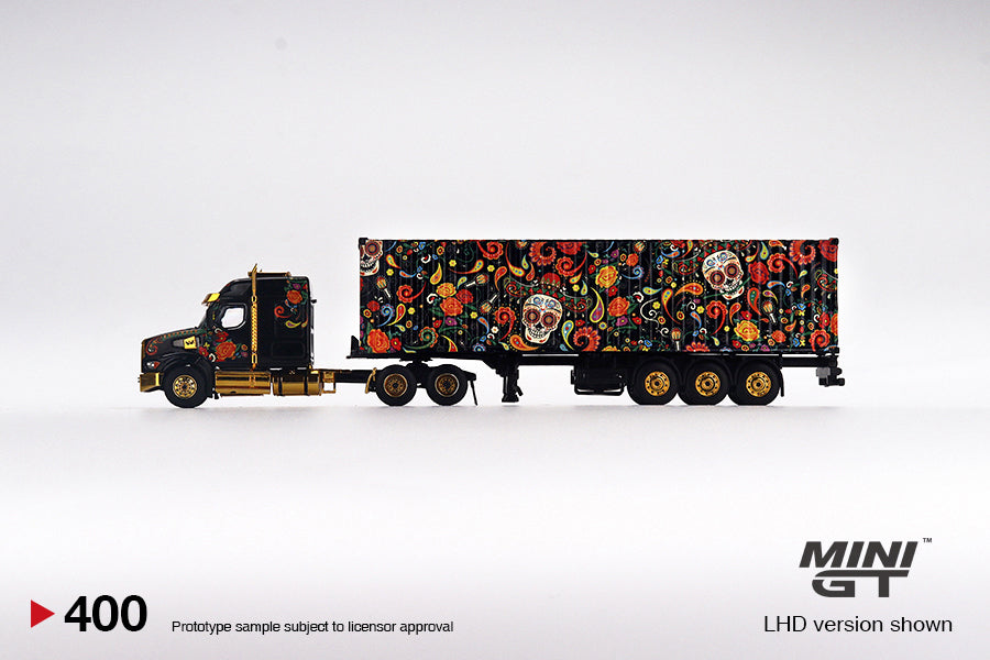 Mini GT 1/64 Mijo Exclusive Western Star 49X w/ 40 Ft Container - Dia De Los Muertos