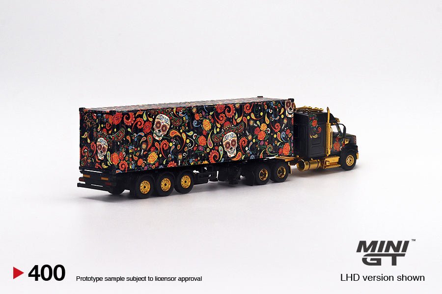 Mini GT 1/64 Mijo Exclusive Western Star 49X w/ 40 Ft Container - Dia De Los Muertos