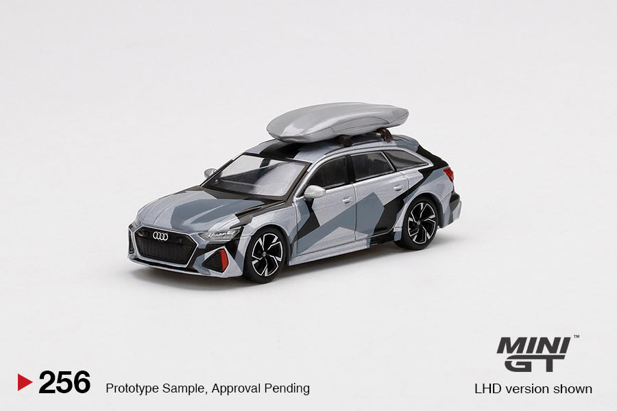 Mini GT 1:64 China Exclusive Audi RS 6 Avant Silver Digital Camouflage w/ Roof Box (box packaging)