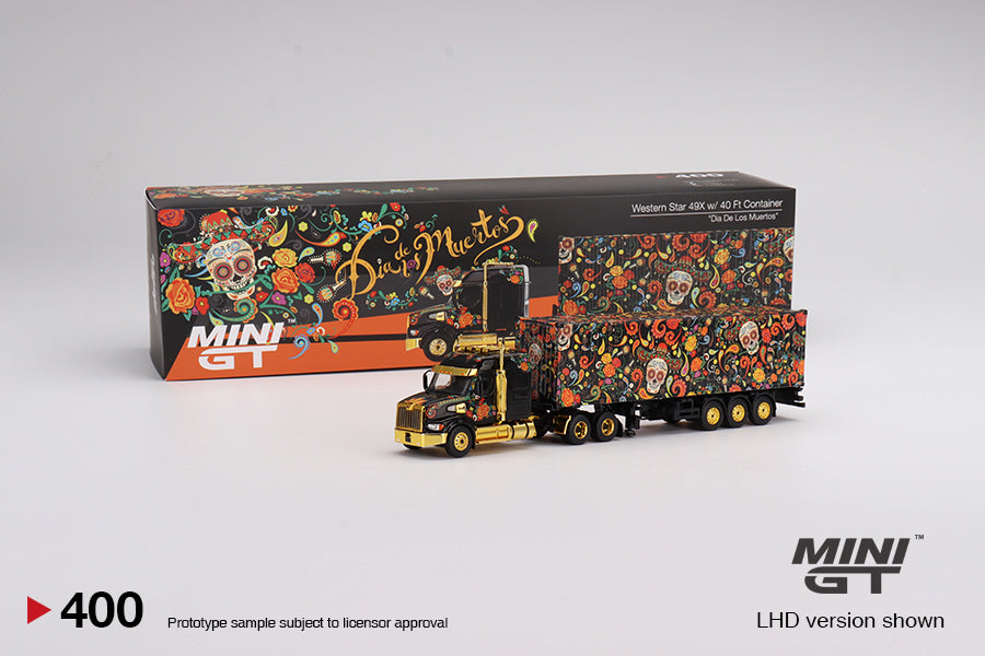 Mini GT 1/64 Mijo Exclusive Western Star 49X w/ 40 Ft Container - Dia De Los Muertos