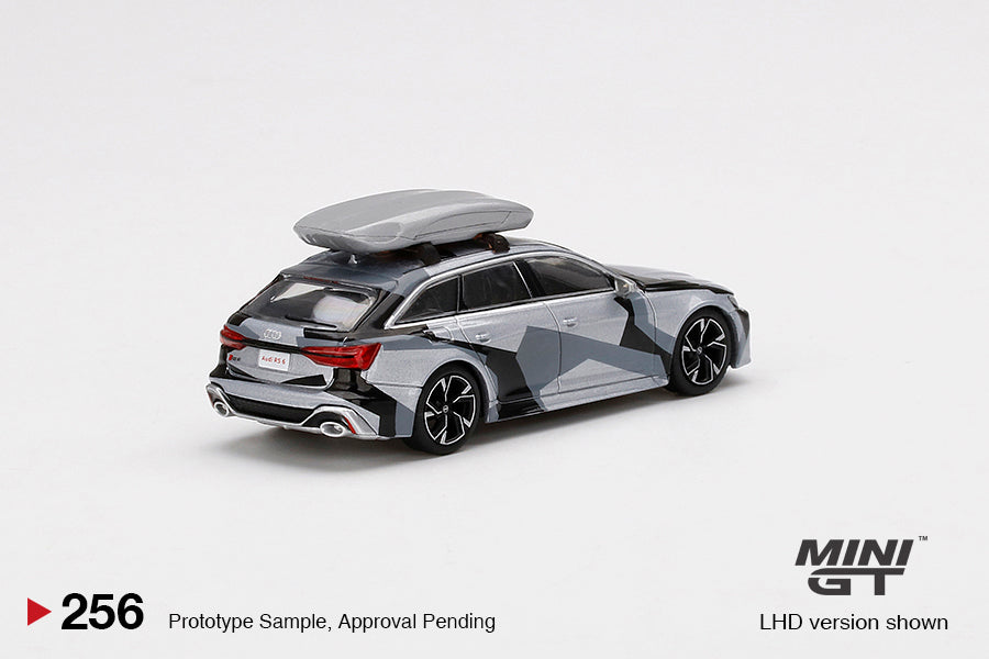 Mini GT 1:64 China Exclusive Audi RS 6 Avant Silver Digital Camouflage w/ Roof Box (box packaging)
