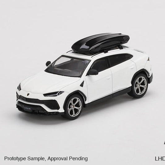 Mini GT 1:64 Lamborghini Urus Bianco Monocerus Matt w/ Roof Box ***in clamshell blisters***