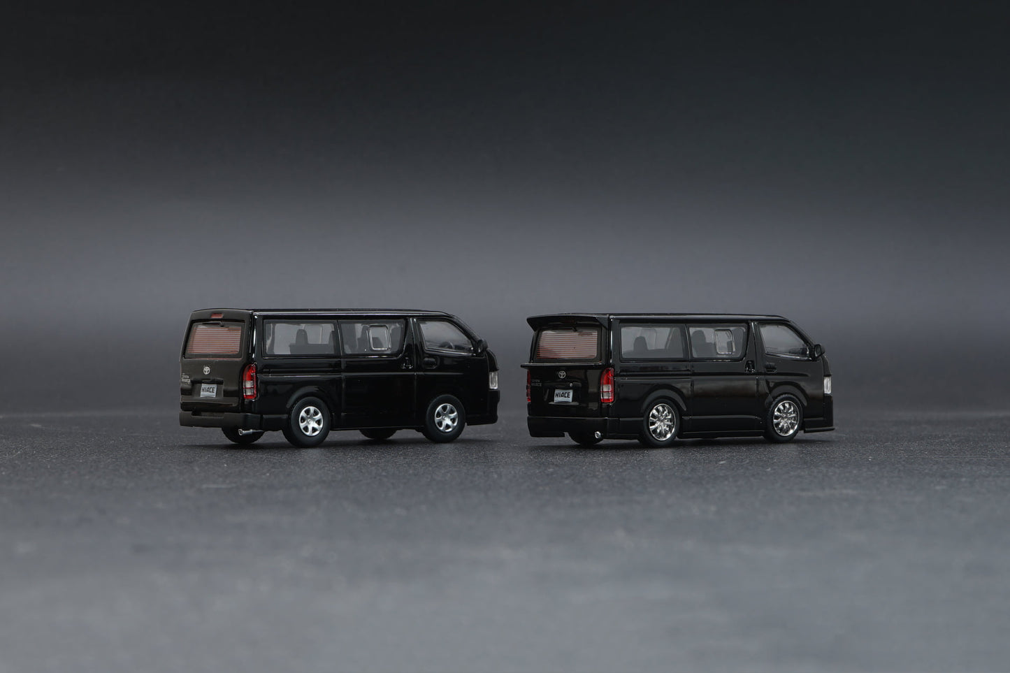 BM Creations 1:64 Toyota 2016 Hiace Black RHD(with interchangeable parts)