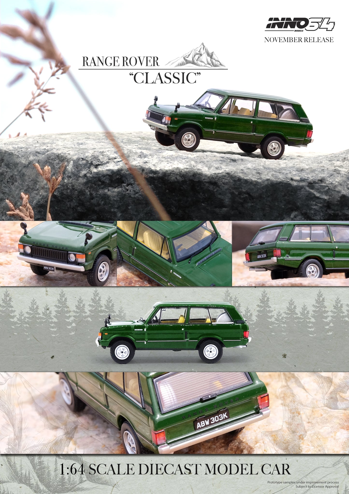 Inno64 1/64 RANGE ROVER "CLASSIC" Lincoln Green