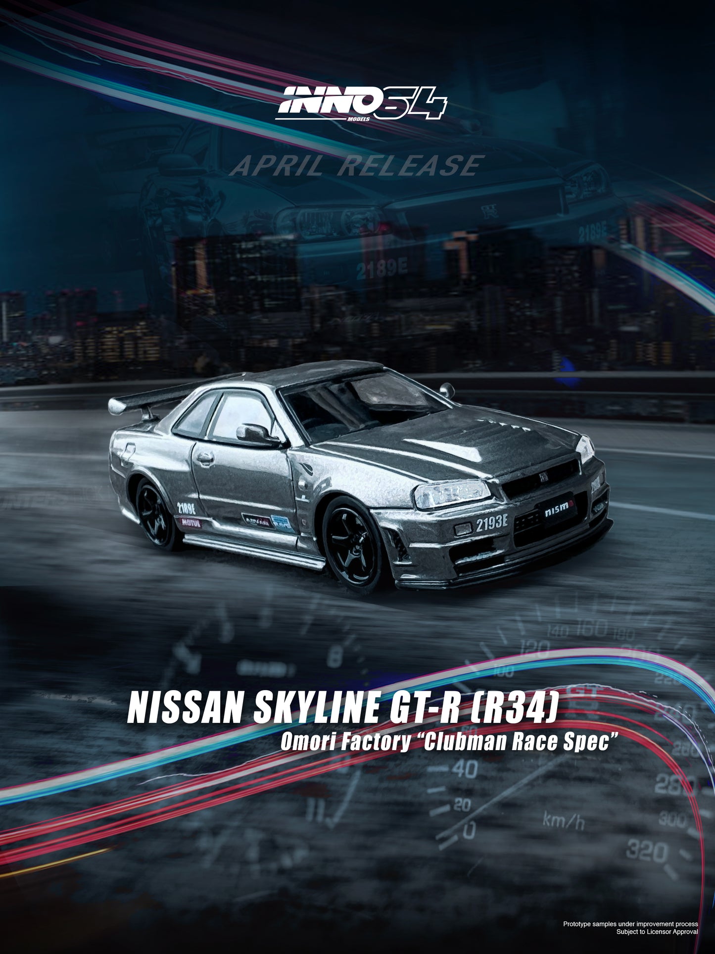 Inno64 1/64 NISSAN SKYLINE GT-R (R34) OMORI FACTORY "CLUBMAN RACE SPEC"