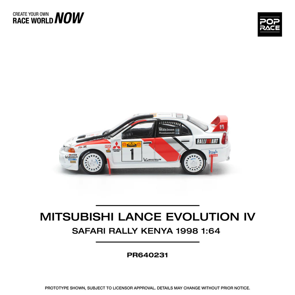 Pop Race 1/64 Lancer Evolution EVO IV Safari Rally Kenya 1998 (PR640231)
