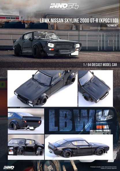 [ETA:  Nov 2024 ] Inno64 1/64 NISSAN SKYLINE 2000 GT-R (KPGC110) "KENMERI" Black