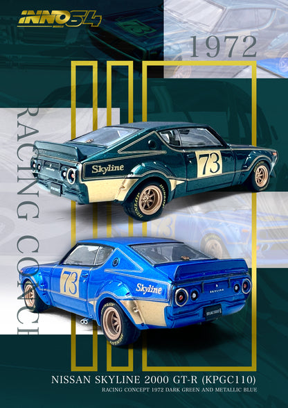 Inno64 1/64 NISSAN SKYLINE 2000 GT-R (KPGC110) Racing Concept Green