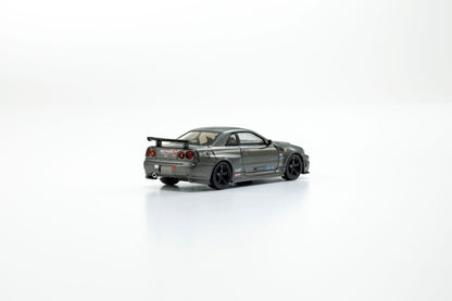 [ETA:  Sep 2025 ] Kyosho 1/64 NISSAN SKYLINE GT-R with LED  Gray
(NISMO BNR34 CRS Version)