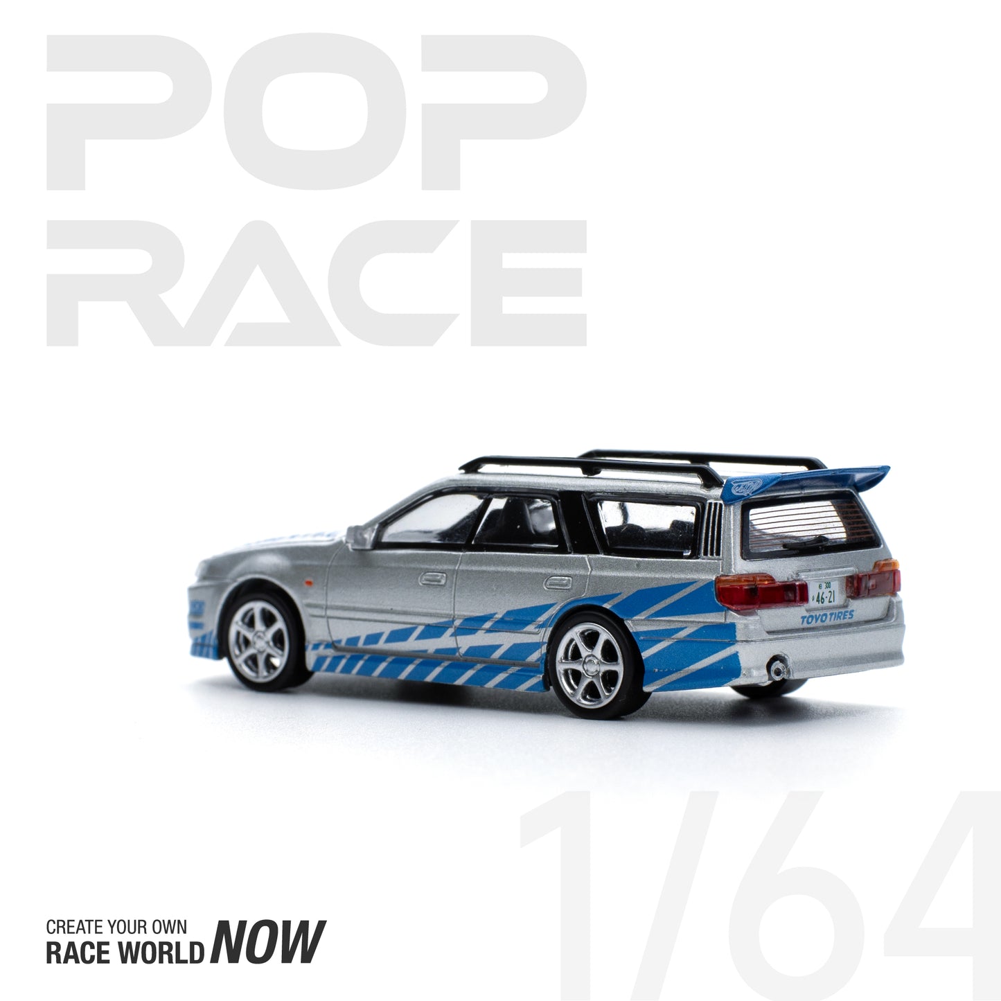 Pop Race 1/64 Stagea Blue Silver