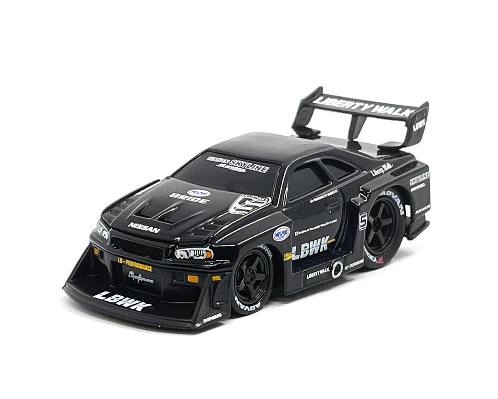 Muscle Machines 1/64 LBWK 1999 Nissan Skyline GT-R R34 – Black – Liber –  Black Ice Diecast