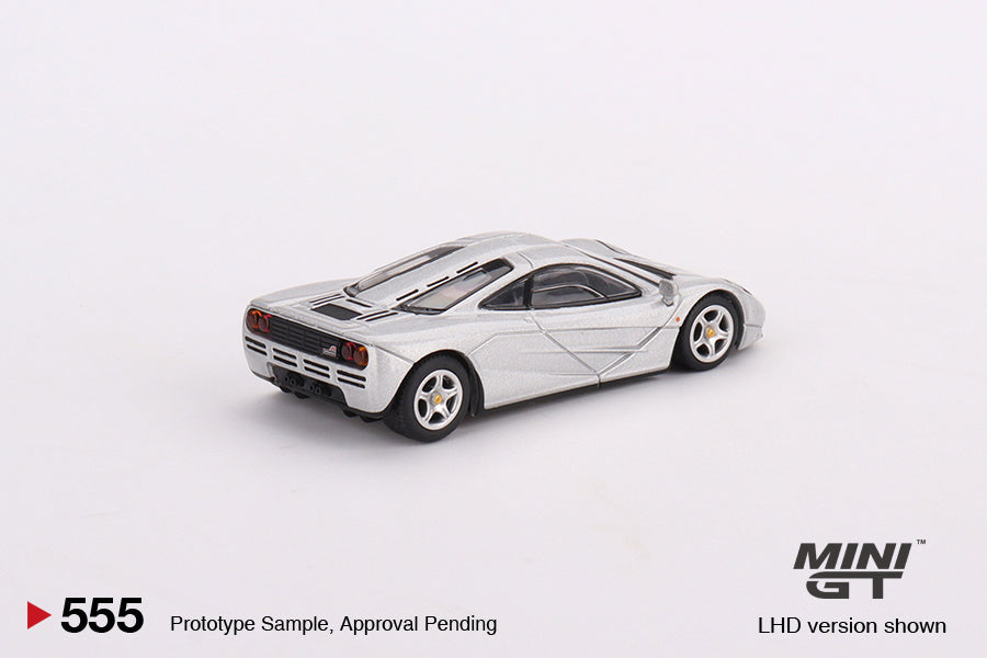 Mini GT 1/64 McLaren F1 – Magnesium Silver – Mijo Exclusives ***in clamshell blisters***