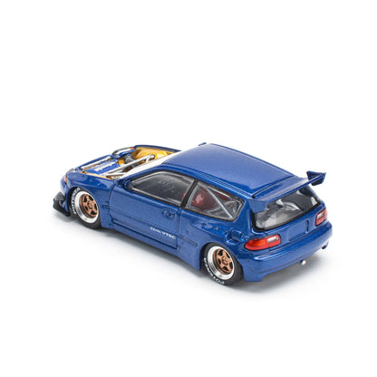 Pop Race 1/64 Pandem Civic EG6 Rocket Bunny Modified - Metallic Blue
(Open and Visible Engine)