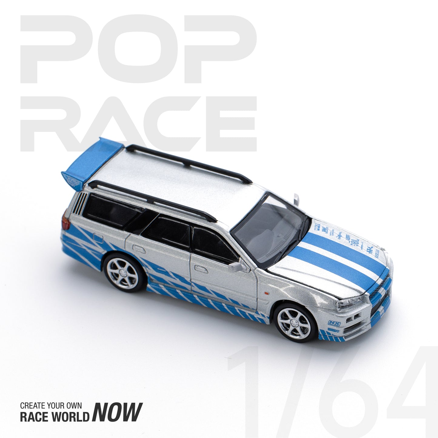 Pop Race 1/64 Stagea Blue Silver