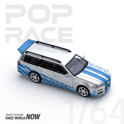 Pop Race 1/64 Stagea Blue Silver