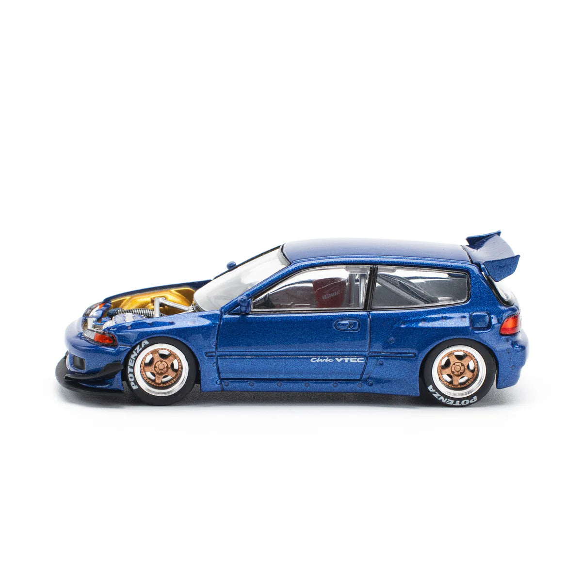 Pop Race 1/64 Pandem Civic EG6 Rocket Bunny Modified - Metallic Blue
(Open and Visible Engine)