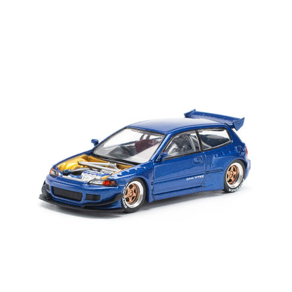 Pop Race 1/64 Pandem Civic EG6 Rocket Bunny Modified - Metallic Blue
(Open and Visible Engine)