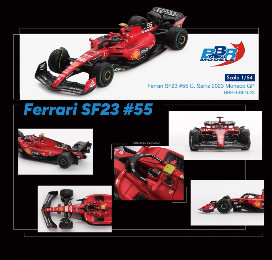 [ETA:  Mar 2026 ] BBR Models 1/64 Ferrari SF23 #55 C. Sainz 2023 Monaco GP