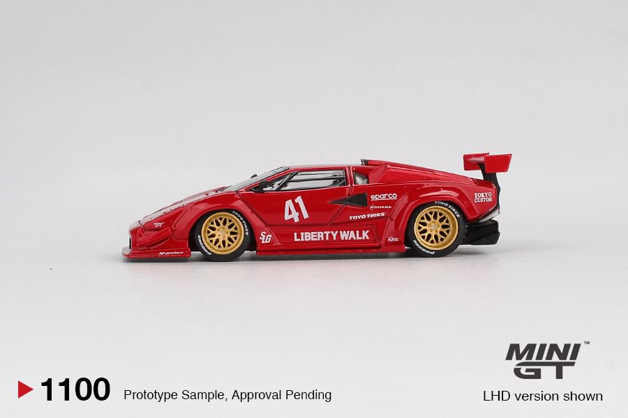 Mini GT 1/64 Lamborghini Countach LB-WORKS Red – Black Ice Diecast
