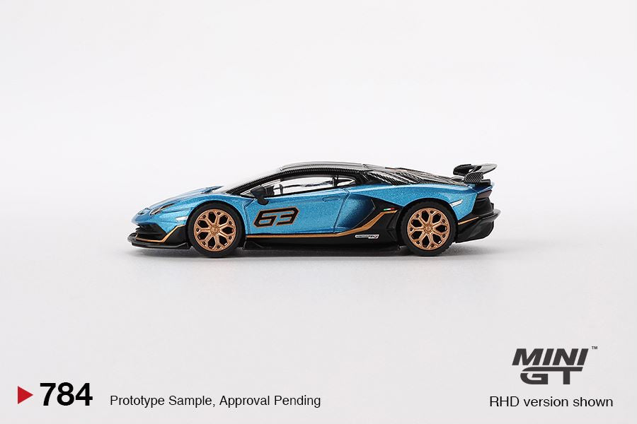 Mini GT 1/64 Lamborghini Aventador SVJ 63  Blu Aegir