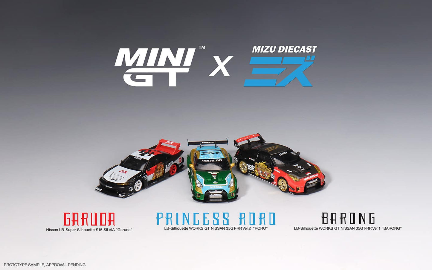 Mini GT x MIZU Diecast 1/64 LB-Silhouette WORKS GT NISSAN 35GT-RR Ver.2 “RORO” ***in clamshell blister***