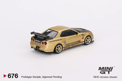 [ETA:  Apr 2024 ] Mini GT 1/64 Nissan Skyline GT-R (R34) Top Secret Gold - Japan Exclusive