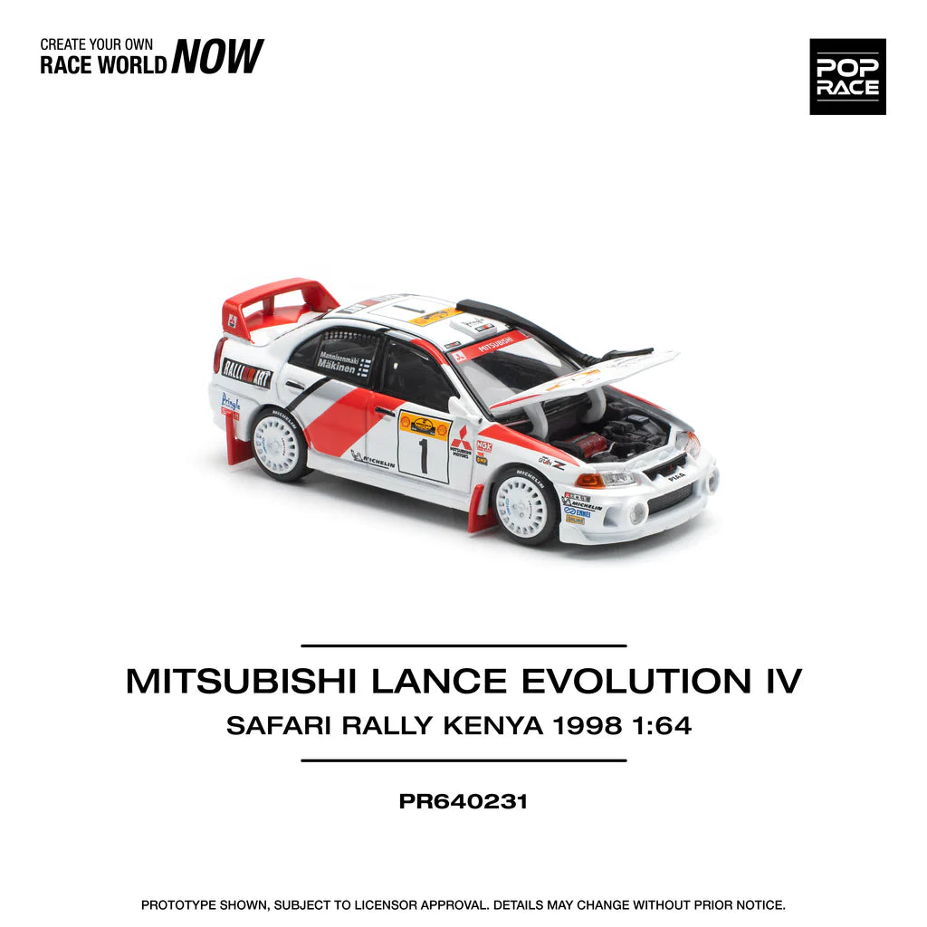 Pop Race 1/64 Lancer Evolution EVO IV Safari Rally Kenya 1998 (PR640231)