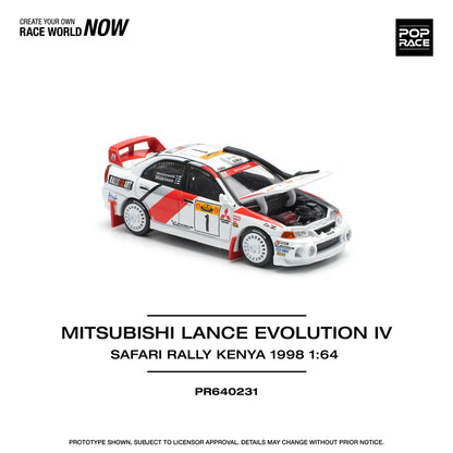 Pop Race 1/64 Lancer Evolution EVO IV Safari Rally Kenya 1998 (PR640231)