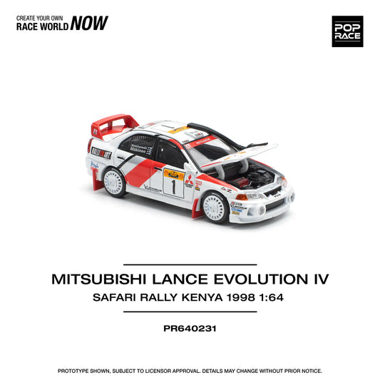Pop Race 1/64 Lancer Evolution EVO IV Safari Rally Kenya 1998 (PR640231)