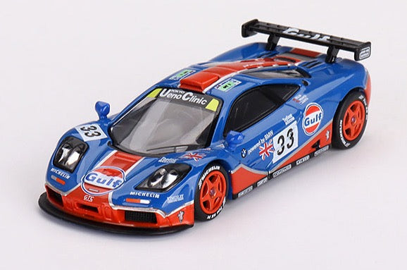 [ETA:  Aug 2024 ] Mini GT 1/64 McLaren F1 GTR #33 1996 Le Mans 24Hr GULF – Blue – MiJo Exclusives **in clamshell blisters***