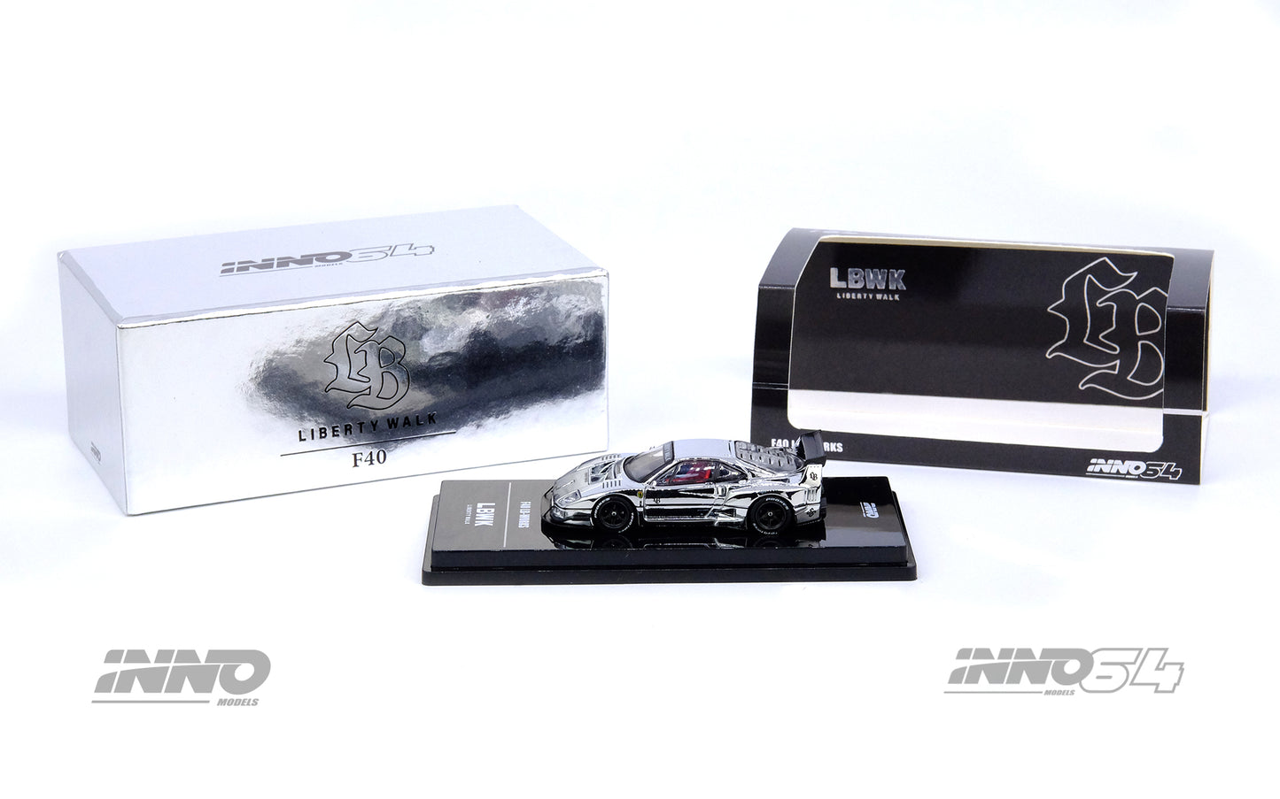 Inno64 1/64 LBWK F40 Silver Chrome ***China Exclusive***