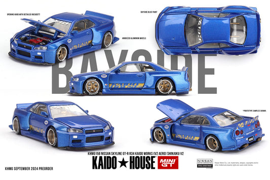 [ETA:  Oct 2025 ] Kaido★House x Mini GT 1/64 Nissan Skyline GT-R (R34) Kaido Works (V2 Aero) SHINJUKU V2