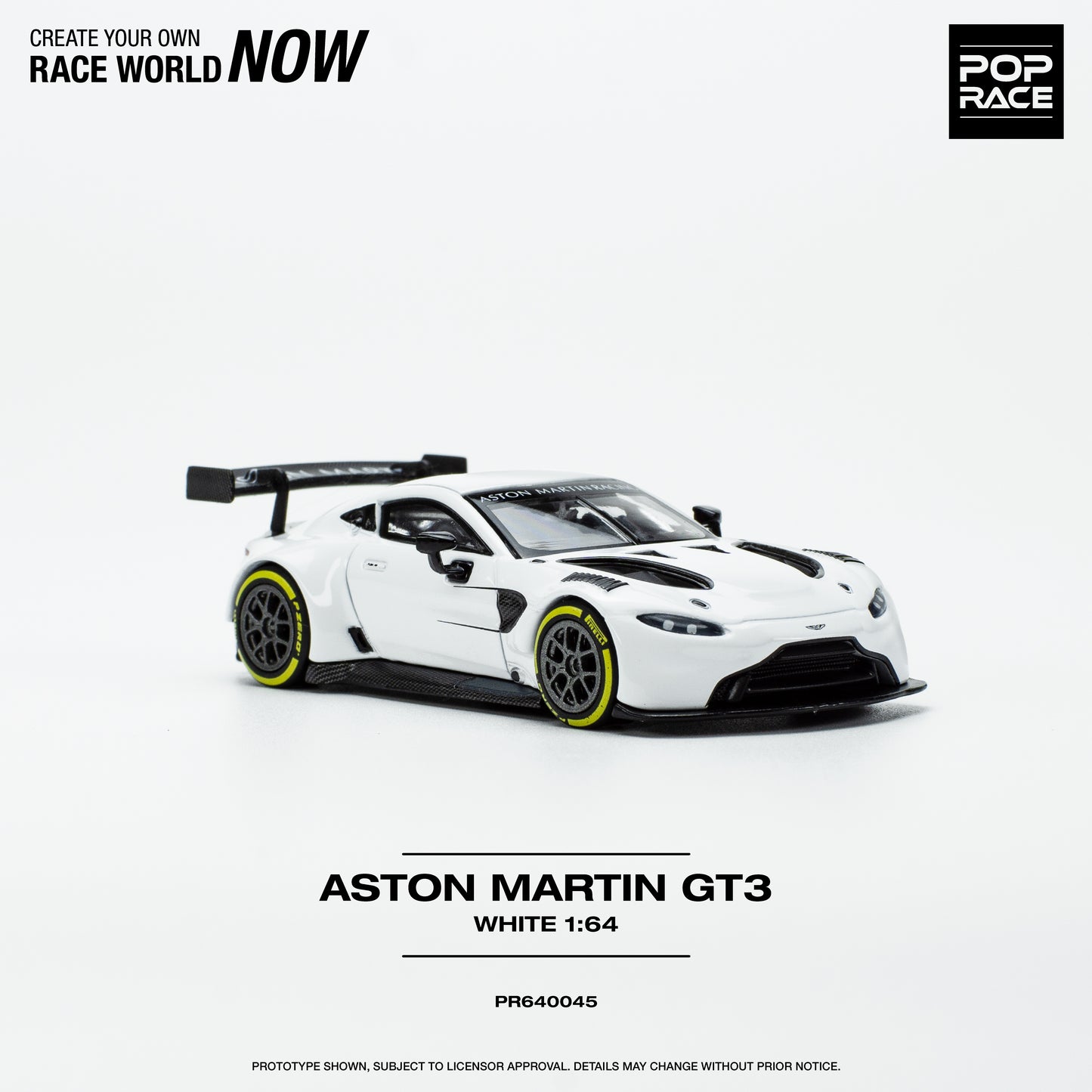 Pop Race 1/64 ASTON  MARTIN GT3 WHITE