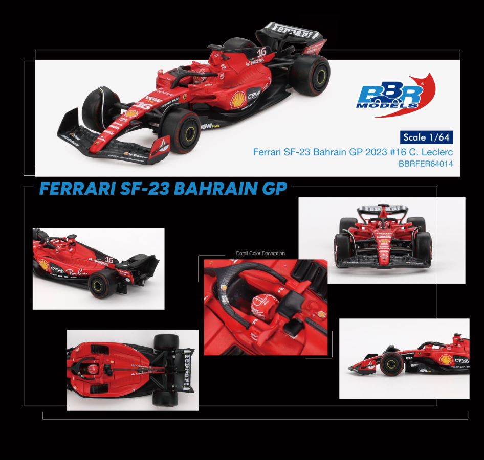 BBR 1/64 Ferrari SF23 F1 2台セット ETA: Apr 2025 ] BBR 1/64 Ferrari SF23 #16 C. Leclerc 2023 Bahrain
