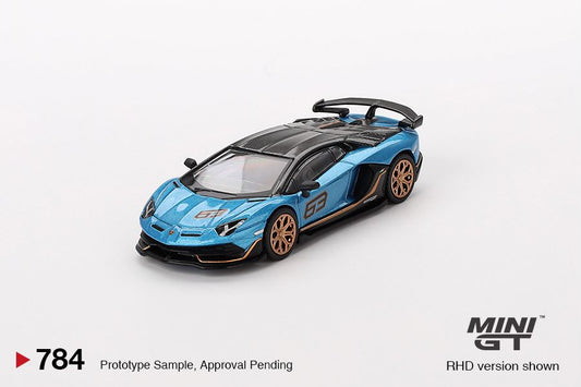 Mini GT 1/64 Lamborghini Aventador SVJ 63  Blu Aegir