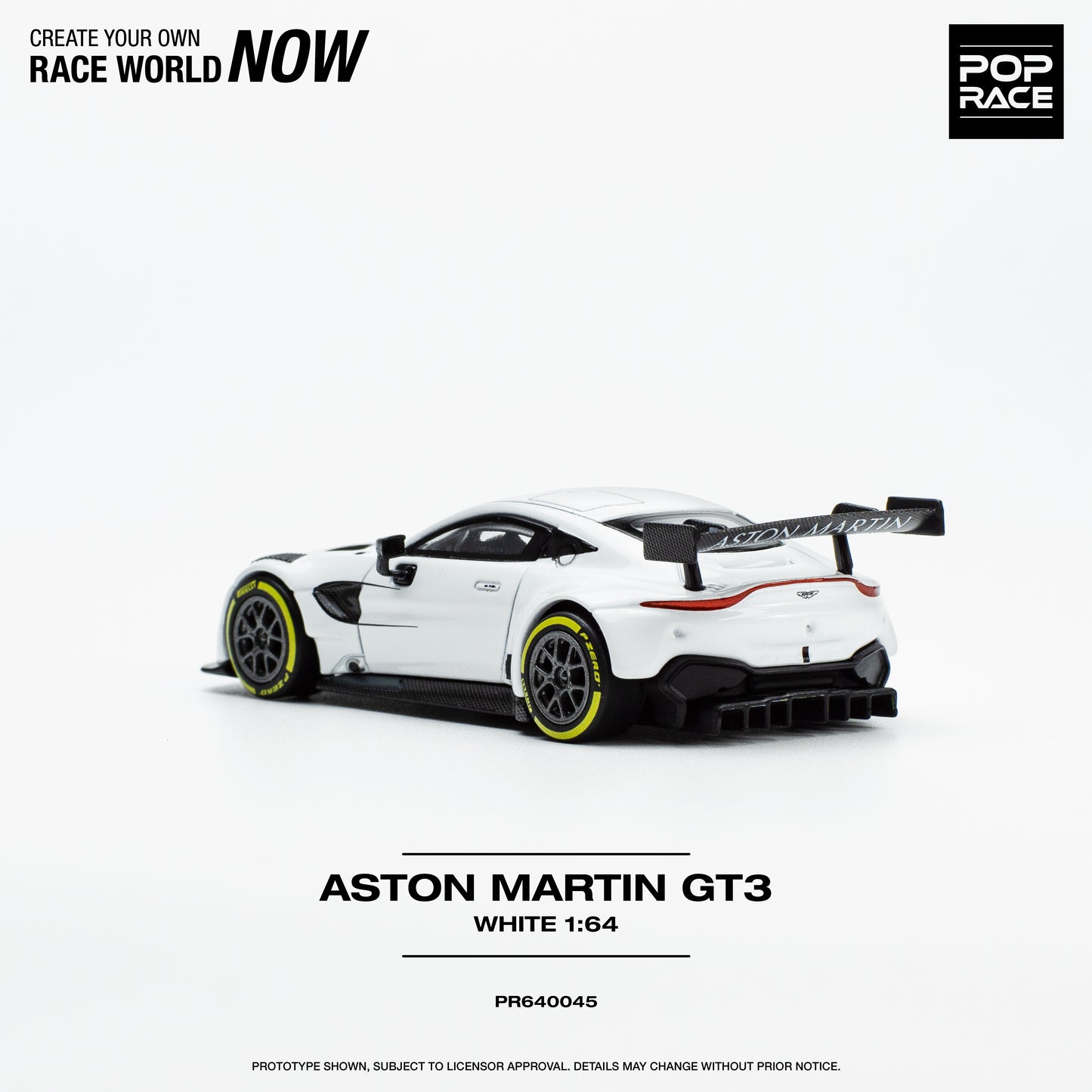 Pop Race 1/64 ASTON  MARTIN GT3 WHITE